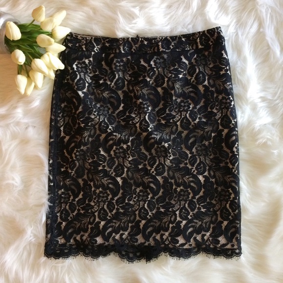 White House Black Market Dresses & Skirts - White House Black Market Lace Overlay Skirt